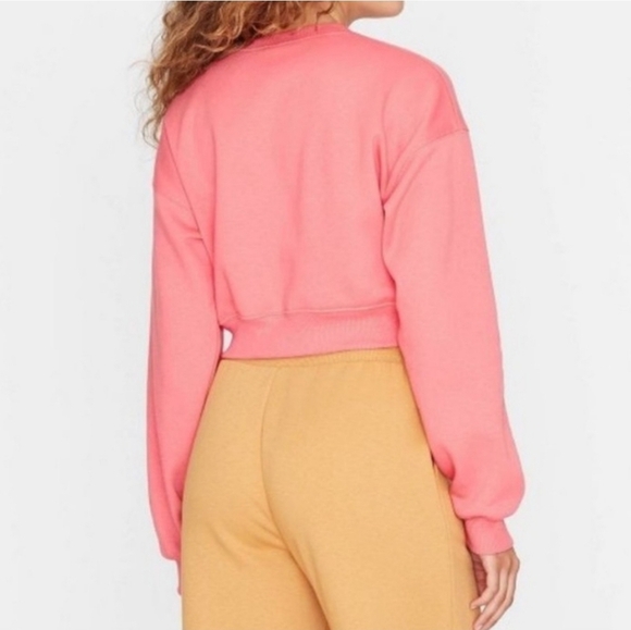 Wild Fable Coral Pink Cropped Drop Shoulder Fleece Pullover Sweatshirt NWOT - Picture 4 of 16